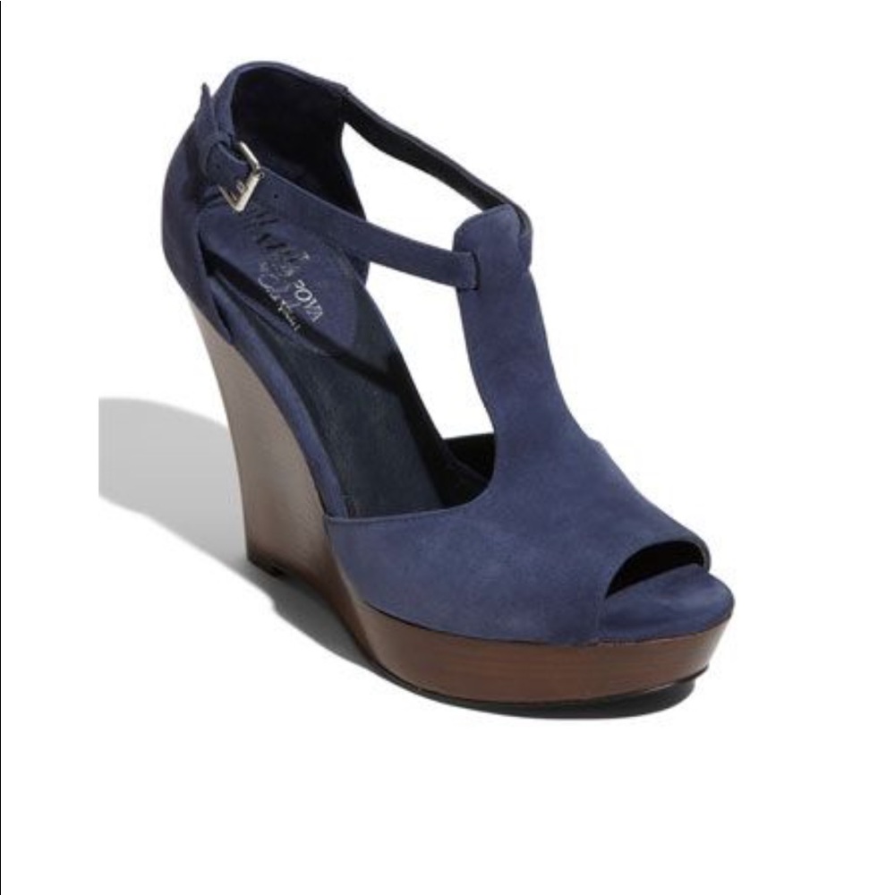 Maria Pova By Cole Haan T strap suede Wedges shoes NWOB